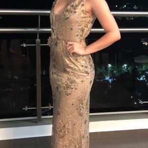 Sheath beading long dress